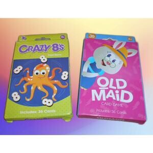 2019/2022 Clever Factory Card Game Lot: Old Maid & Crazy Eights 8's